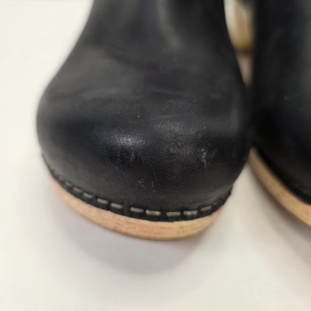 Dansko Women's 41 Ankle Boots Black Leather Lizanne Clog Heel Side Zip Booties - Picture 4 of 12